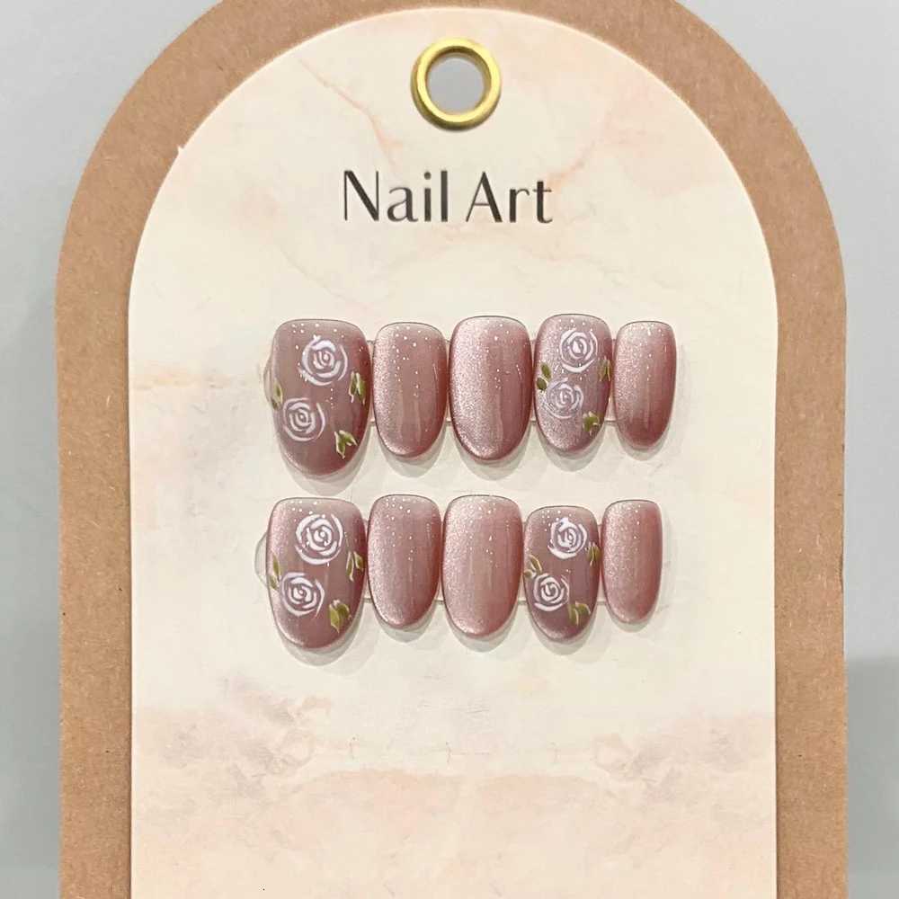 Handmade 3D Green Fairy Almond Press on Nails with Glue Fake Nail Gradient Butterfly Reusable Artifical Full Cover Nail Tips ArtT251118T251119