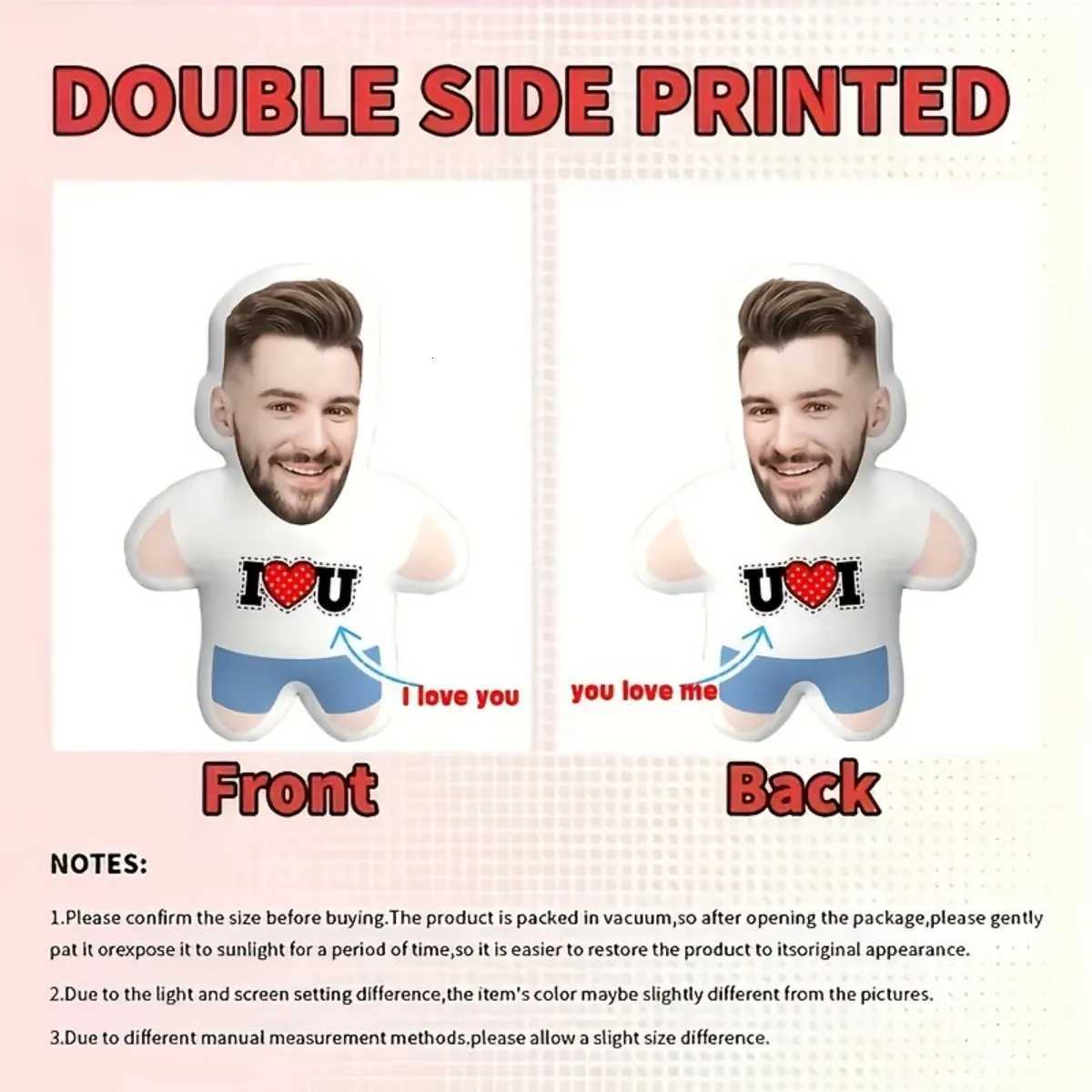 Custom I love you face portrait home throw DIY double-sided printed cushion the best Valentines Day souvenir giftM251119