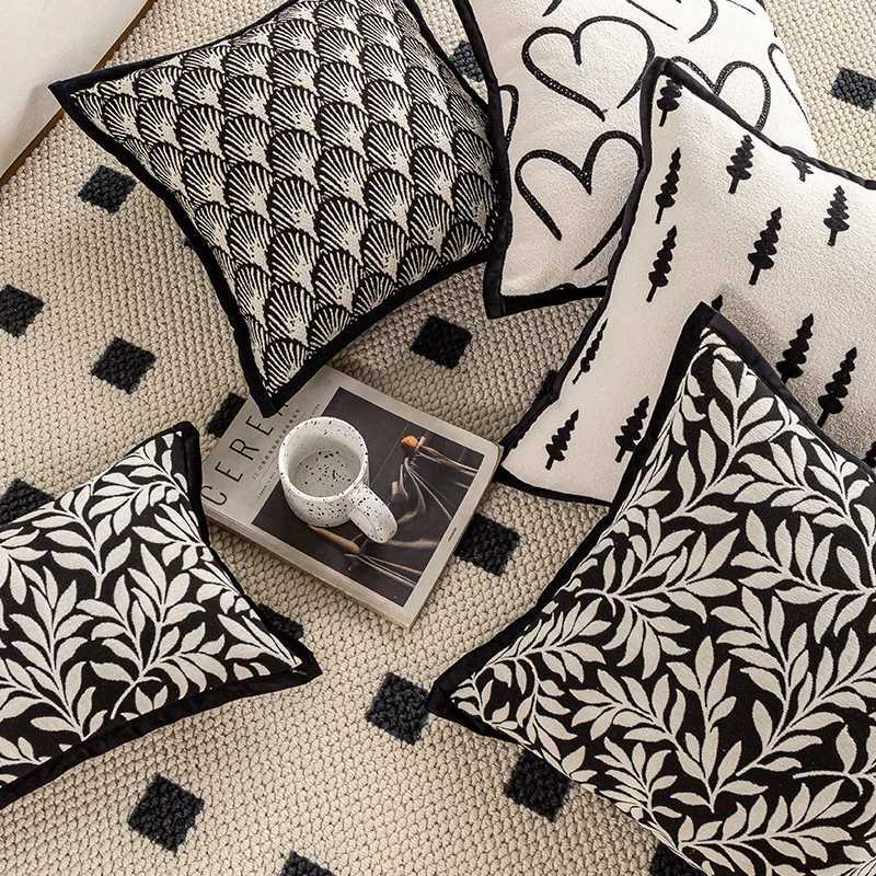 Bohemian Jacquard Cover Black White Ins Style Sofa Cushion Living Room Bedroom Decor Luxury Geometric Throw CaseM251119