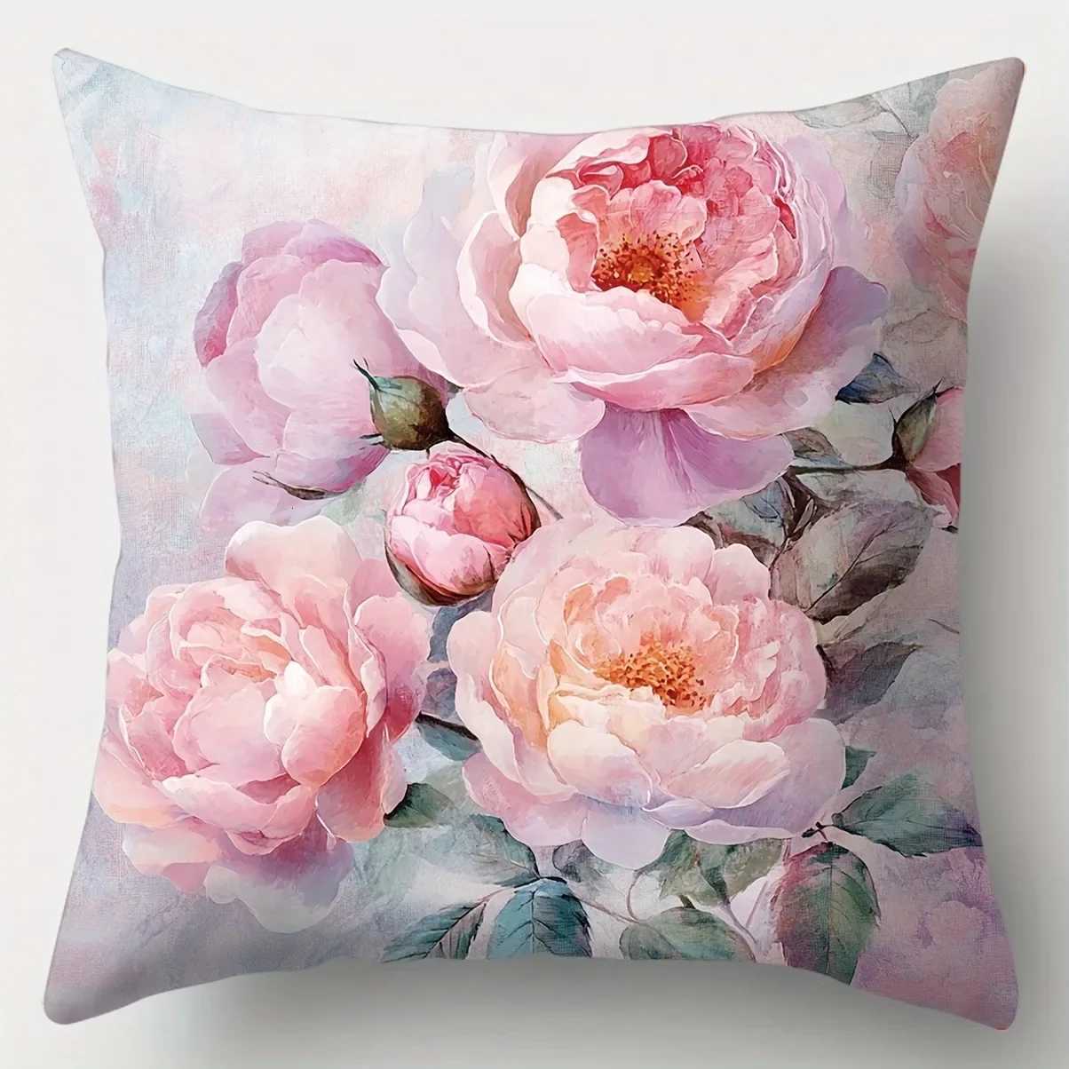 Pink Peonies Floral throw cover with short plush print for living room decoration cushion cover covers decorativeM251119