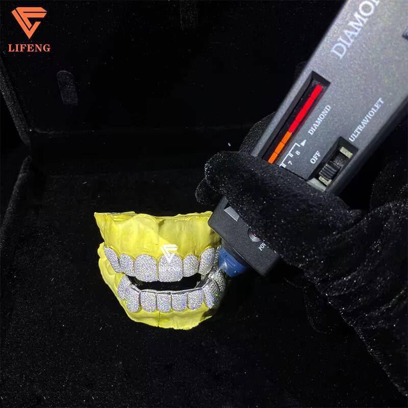 Lifeng Custom Honeycomb Moissanite Brilliant Cut VVS Gold Plated Grillz Bling Silver Brilliant Cut VVS Gold Plated