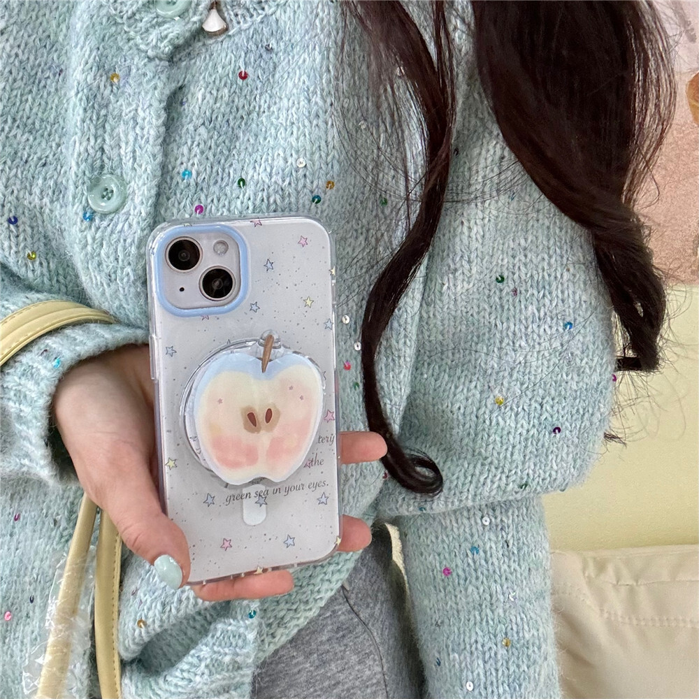 Colorful Star Phone Case Compatible with iPhone 17 Pro Simple Cartoon Magnetic Apple Stand Protective Case iPhone 16/15