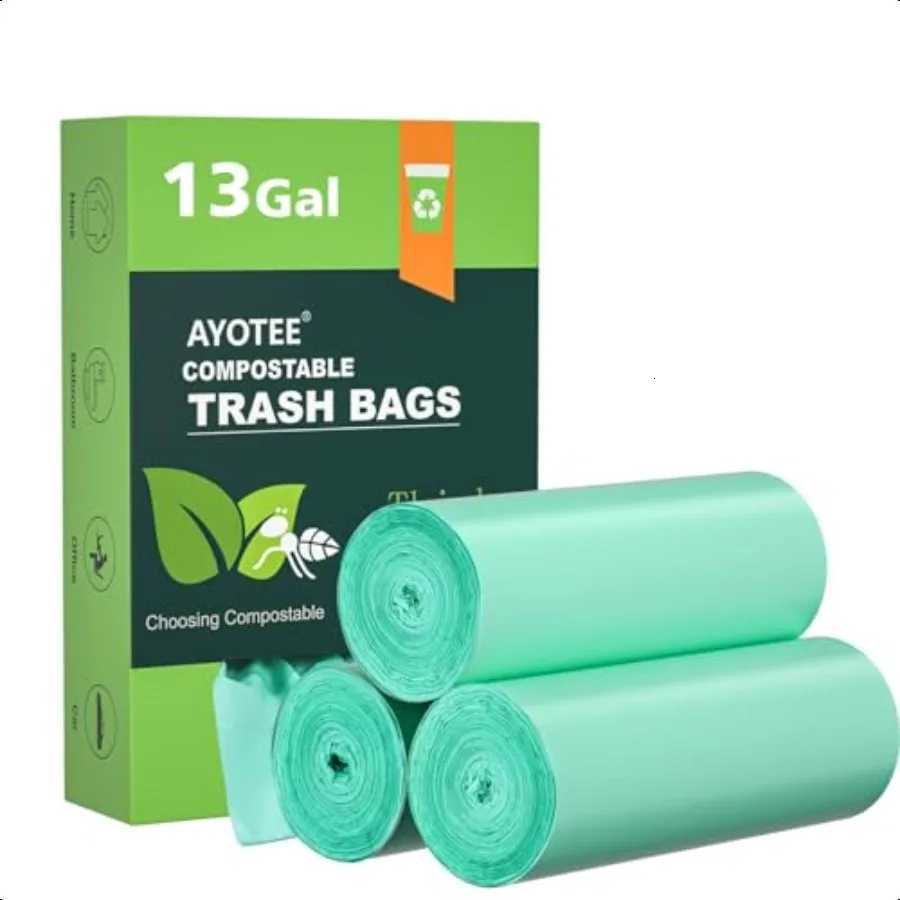 Compostable Trash Bags 13 Gallon Tall Kitchen 45 Count Biodegradable Trash Bags 13 Gallon Garbage Bag Large Compost Bag for Kit C251119