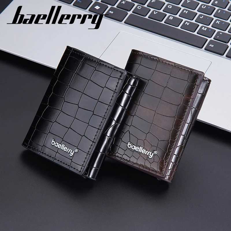 Baellerry New RFID Short Men Card Bag Wallet High Quality Brand Card Holder Male Purse Crocodile Pattern Mens Popup WalletT251119