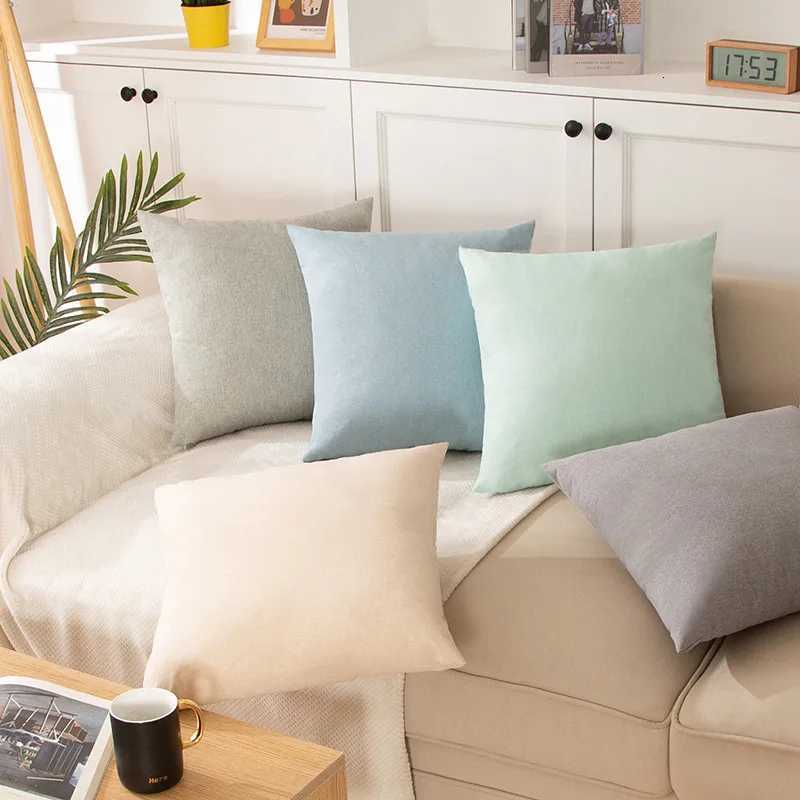 Nordic Style Solid Color Cushion Linen Office Sofa Car Living Room Waist M251119