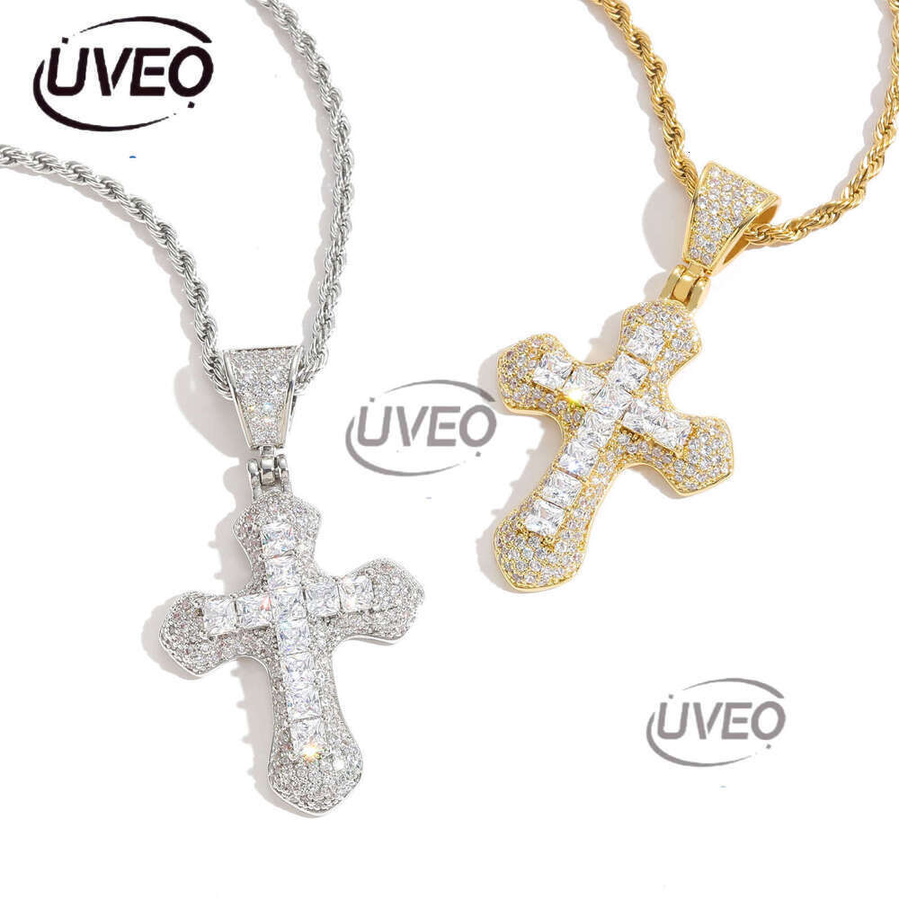 Luxury designer Cross Pendant Ice out VVS Moissanite Pendant Solid Men's and Women's Hip Hop Necklace with free shipping