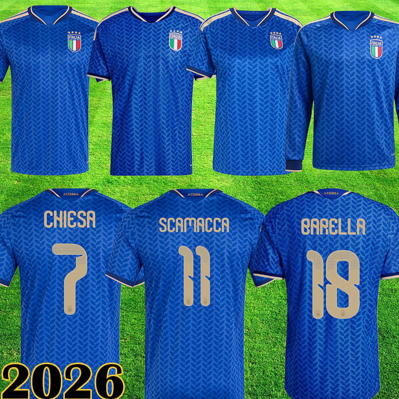 2026 Season World Cup Italy Soccer Jersey Soccer Gear Men's and Kids' Sets DI LORENZO DIMARCO FRATTESI TONALI SCAMACCA PELLEGRINI