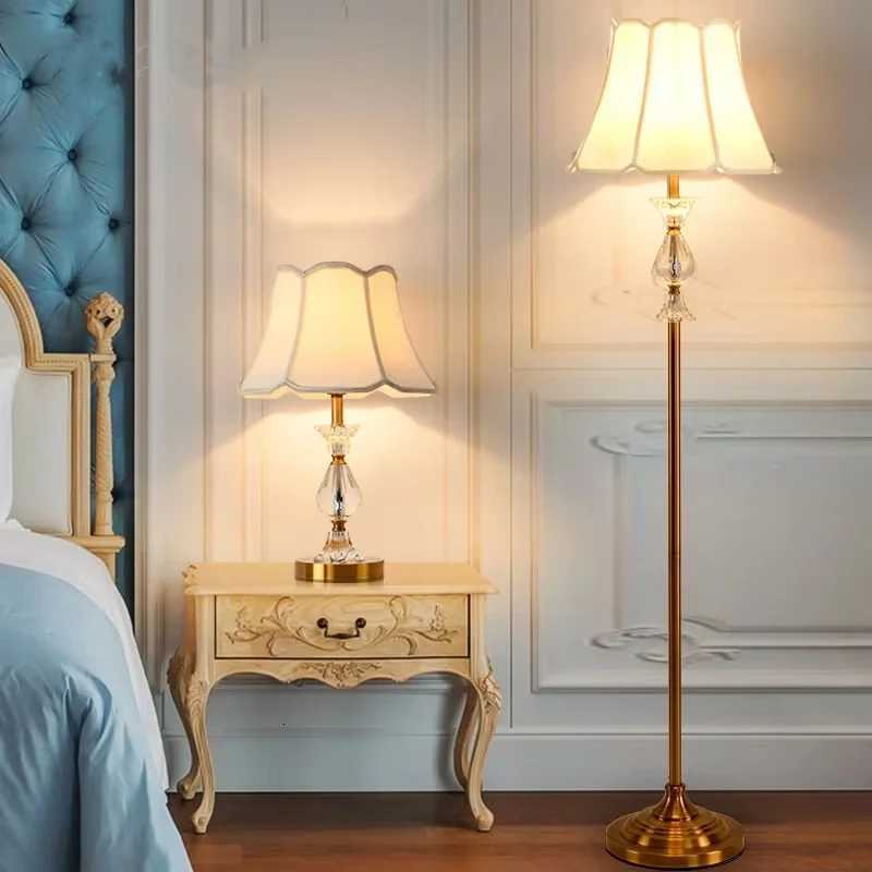Retro Floor Lamp Living Room Copper Crystal Floor Light Wall Corner Standing Bedroom Bedside Table Lamp Next To The Sofa LED M251119