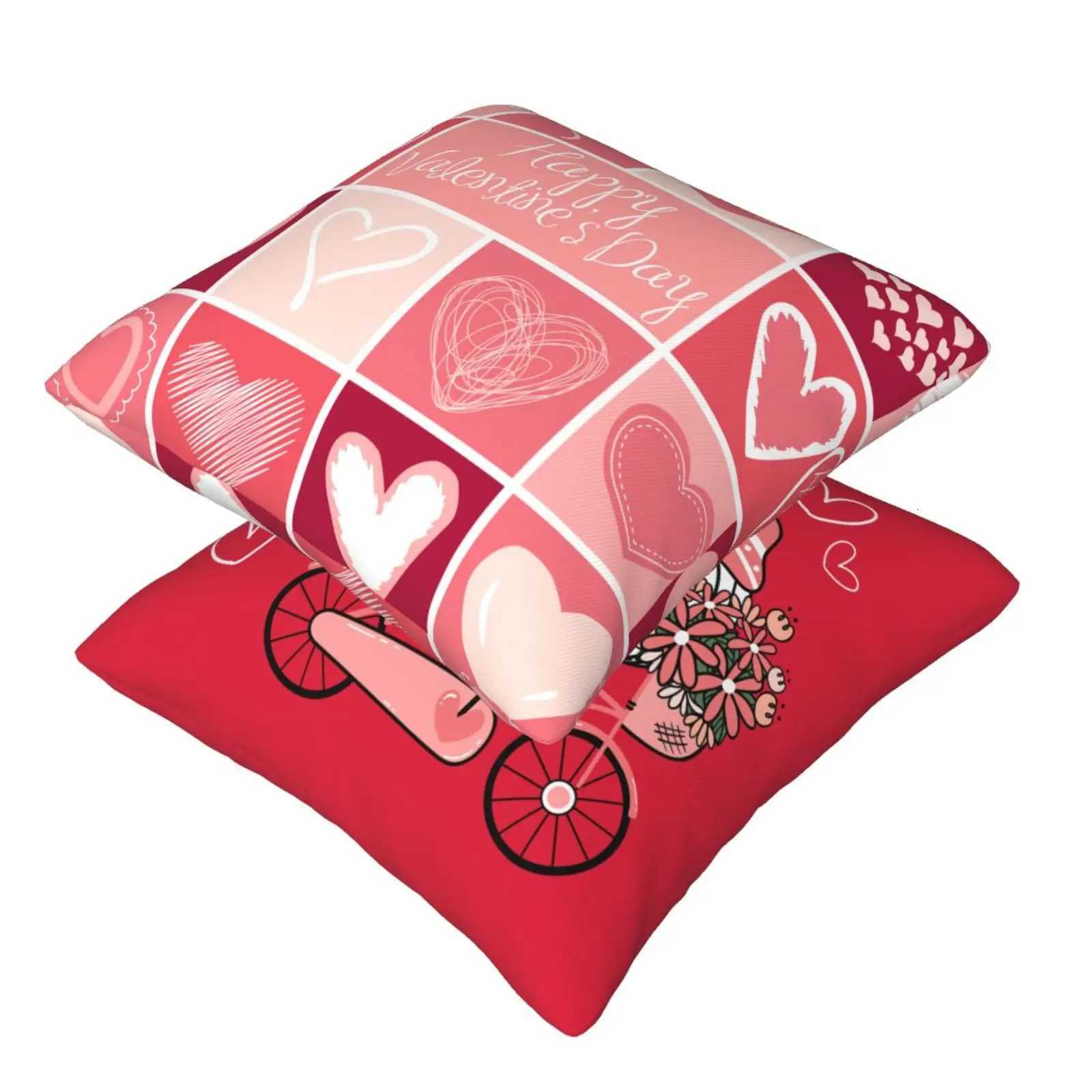 Pink case one set of two Valentines Day soft decoration dwarf truck flowers Heart-shaped square cushion cover cM251119