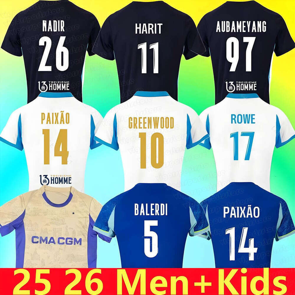 25 26 maillot de foot qw5 GREENWOOD marseilL e Soccer jersey Anniversary 4th GOUIRI OUNAHI harit 2025 2026 OM Men Kids football shirt hommes enfants NDIAYE Mbemba