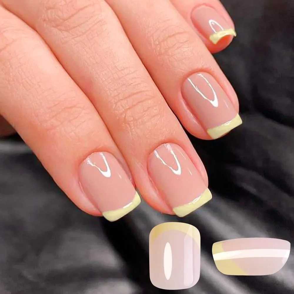 240PCS Candy Color French Short Square False Nails Pink/Green/Purple Full Cover Macarons Press On Nails DIY Artificial ManicureT251118T251119