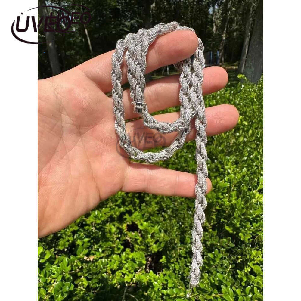 Mens 7.5mm Solid Moissanite Rope Beautiful Sterg Sier Chains Eent Cut Customized Jewelry