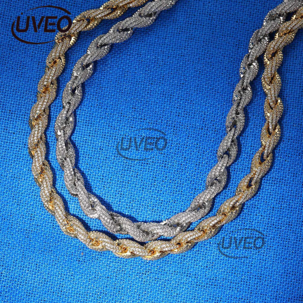 Luxury All-Town iced VVS Moissamite 8mm fried dough Twist chain Hip Hop men's necklace bracelet Free delivery