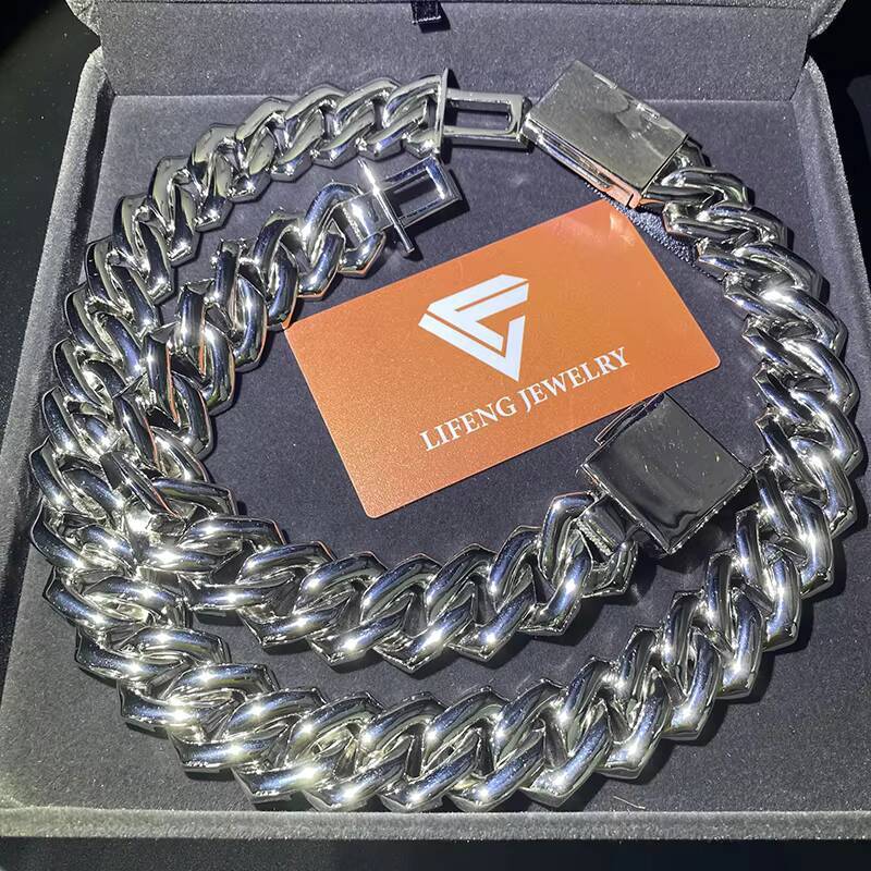 Lifeng Custom 24mm VVS Moissanite Ice Necklace 925 Silver Miami Cuban Chain with Diamond for Men Cuban Link Chain