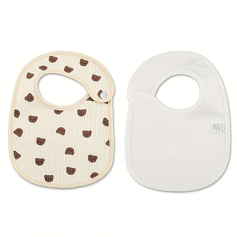 2 pieces of born baby cotton Gaozi bib waterproof boy and girl Bopu clothing printed scarf toddler Saliva towel feeding items 250414z