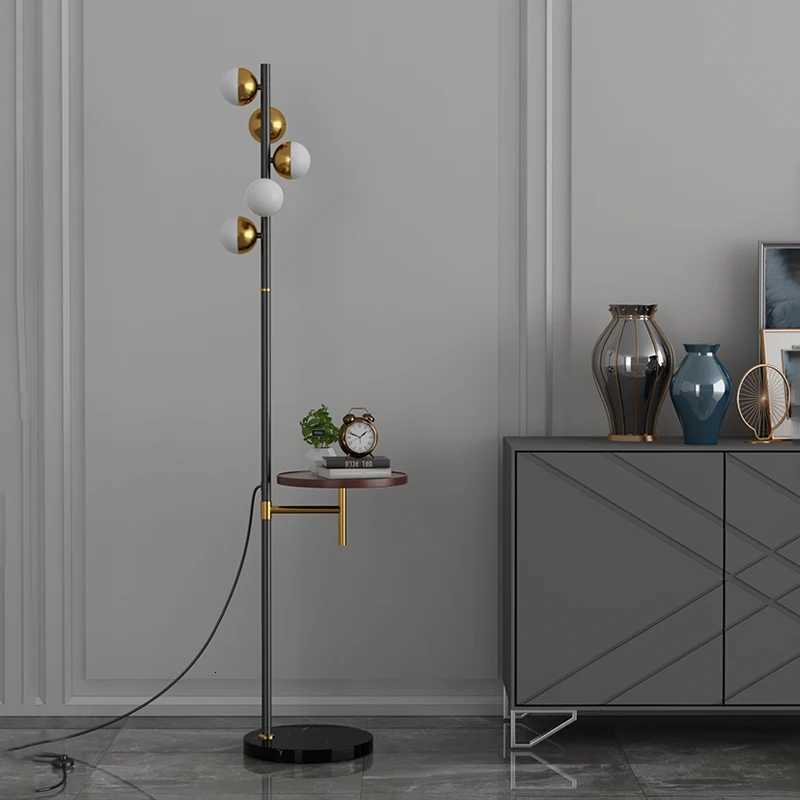 Modern Floor Lamp Nordic Standing Lamp with Round Tea Table Art Decor 5 Balls Floor Lamps for Living Room LED Sofa Floor Lights M251119