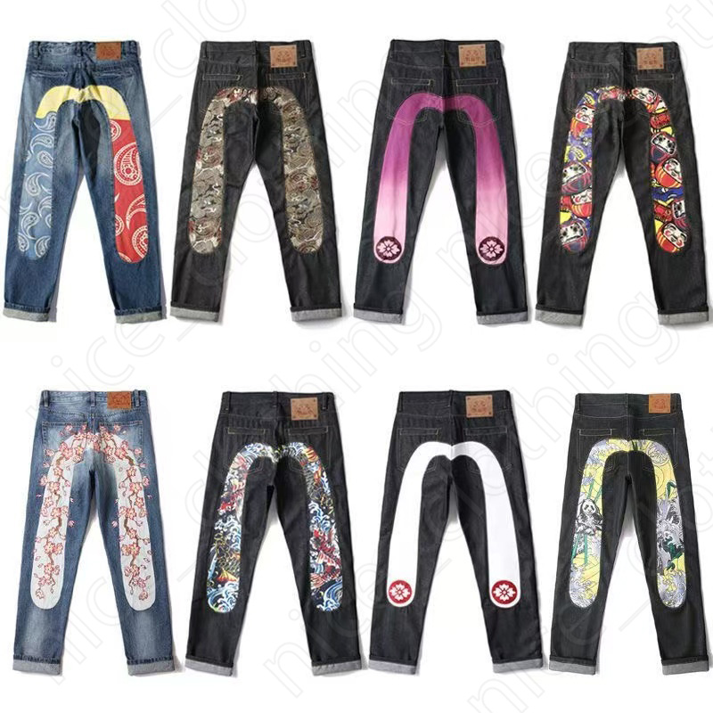 Men's wing jeans 2025 New M fashion designer embroidered printed jeans Women's casual pants washed hip-hop style straight-leg pants