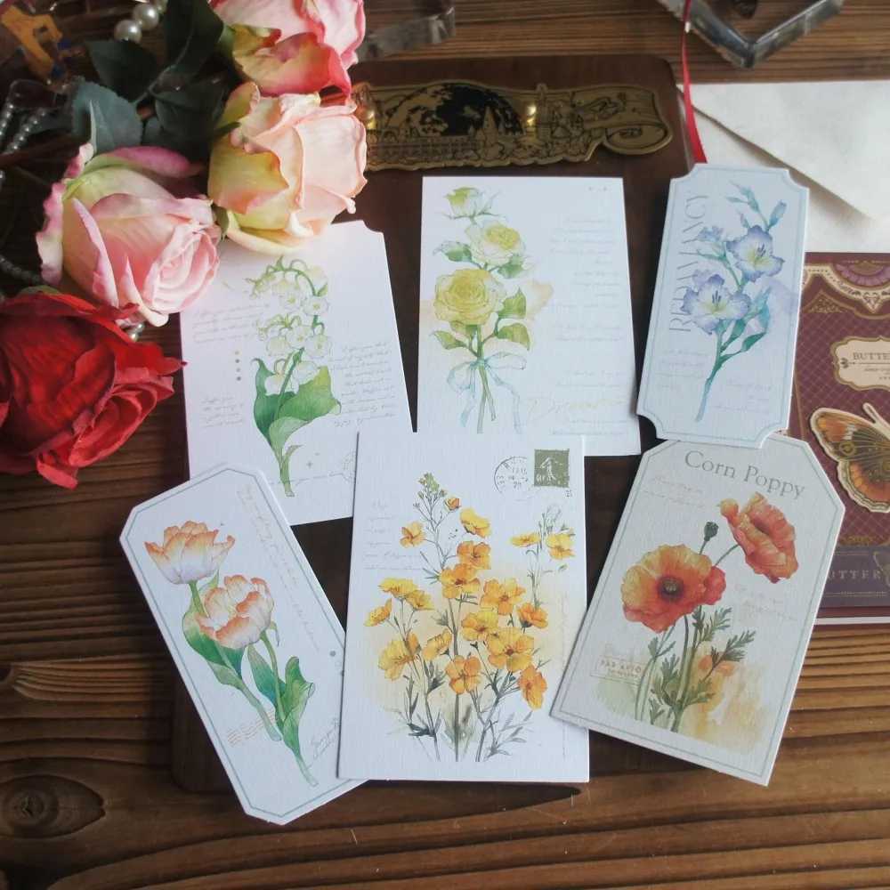 15pcs Watercolor Flower Painting Design As Post Card Gift Greeting Cards Gift Party Invitation Scrapbooking Use G251119