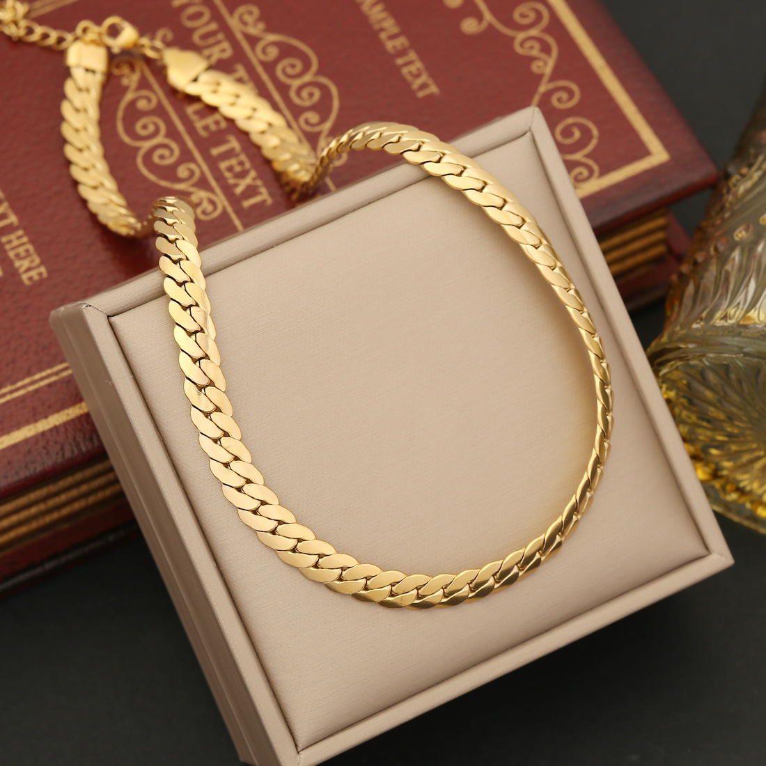 4mm-9mm Stainless Steel Snake Chain Necklace Bracelet 18K Real Gold Plated Jewelry