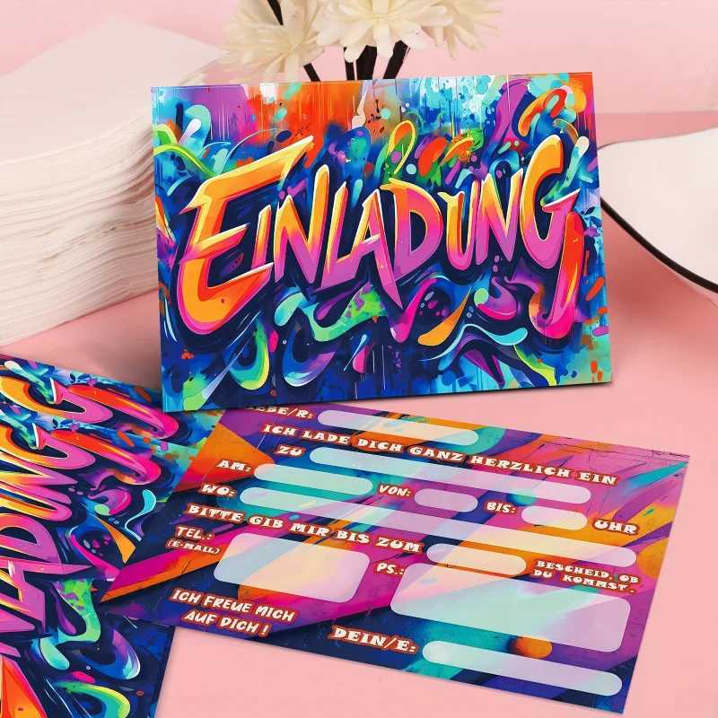 16pcs Graffiti Invitation CardBirthday Graffiti Theme Party Invitation CardBirthday invitationParty InvitationSchool Invitat G251119