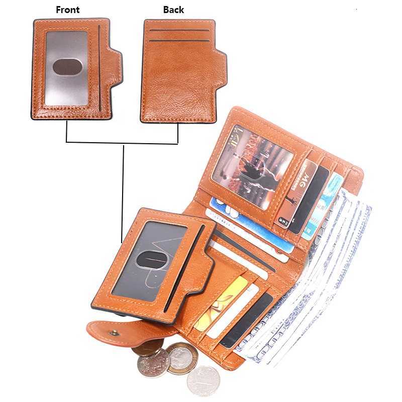 Fashion Leather Wallet For Women Retro Short Bifold Female Purse With Detachable Credit Card Holder Key Chain Zipper Coin PocketT251119