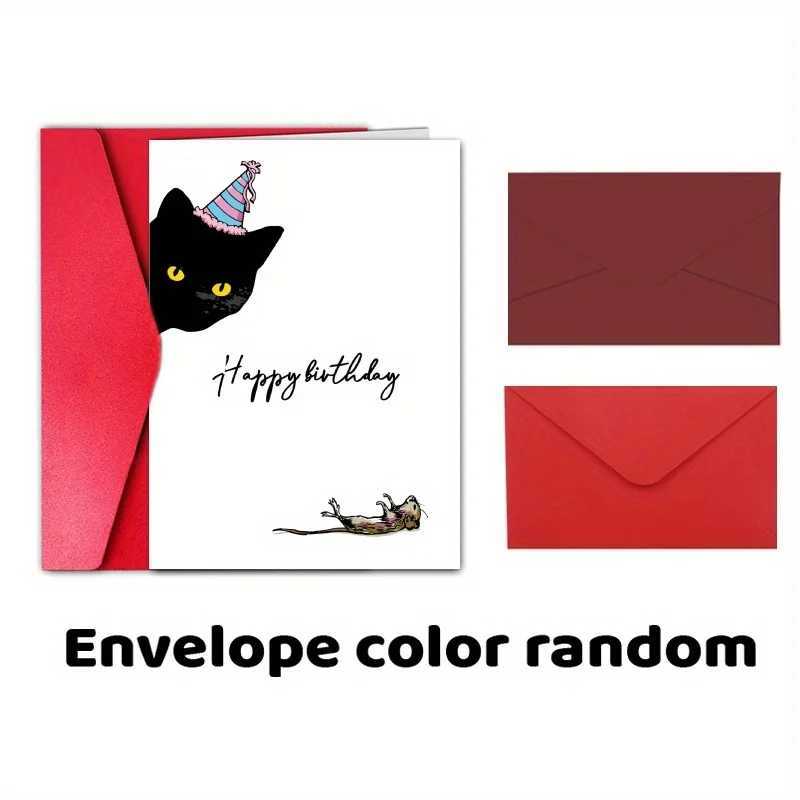 1pc funny for her husband best friend birthday card cat birthday card G251119