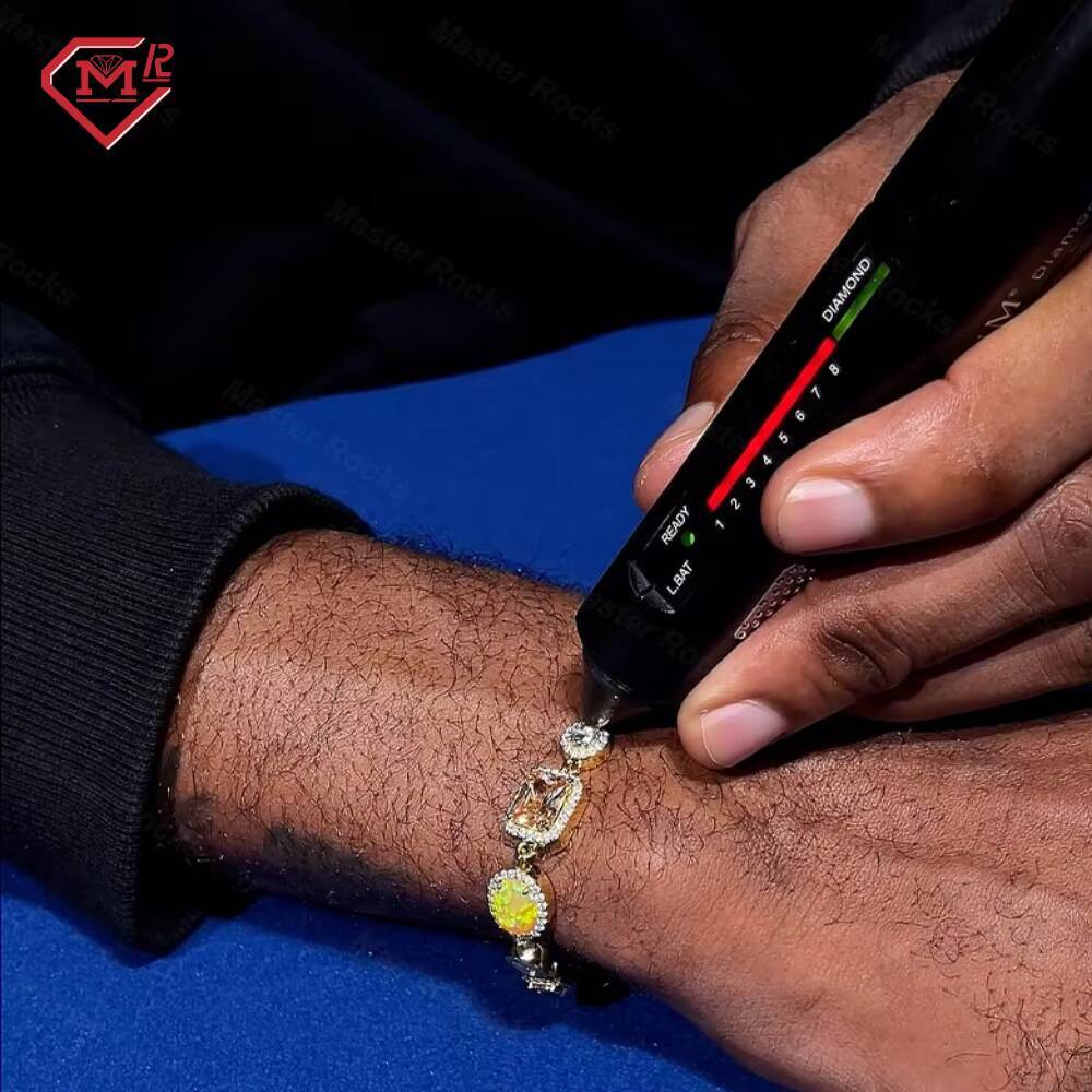 Fine Jewelry Necklaces Halo Style Colorful Vvs Diamond Cluster Tennis Chain 925 Sterling Silver Mens 10mm Moissanite Necklace