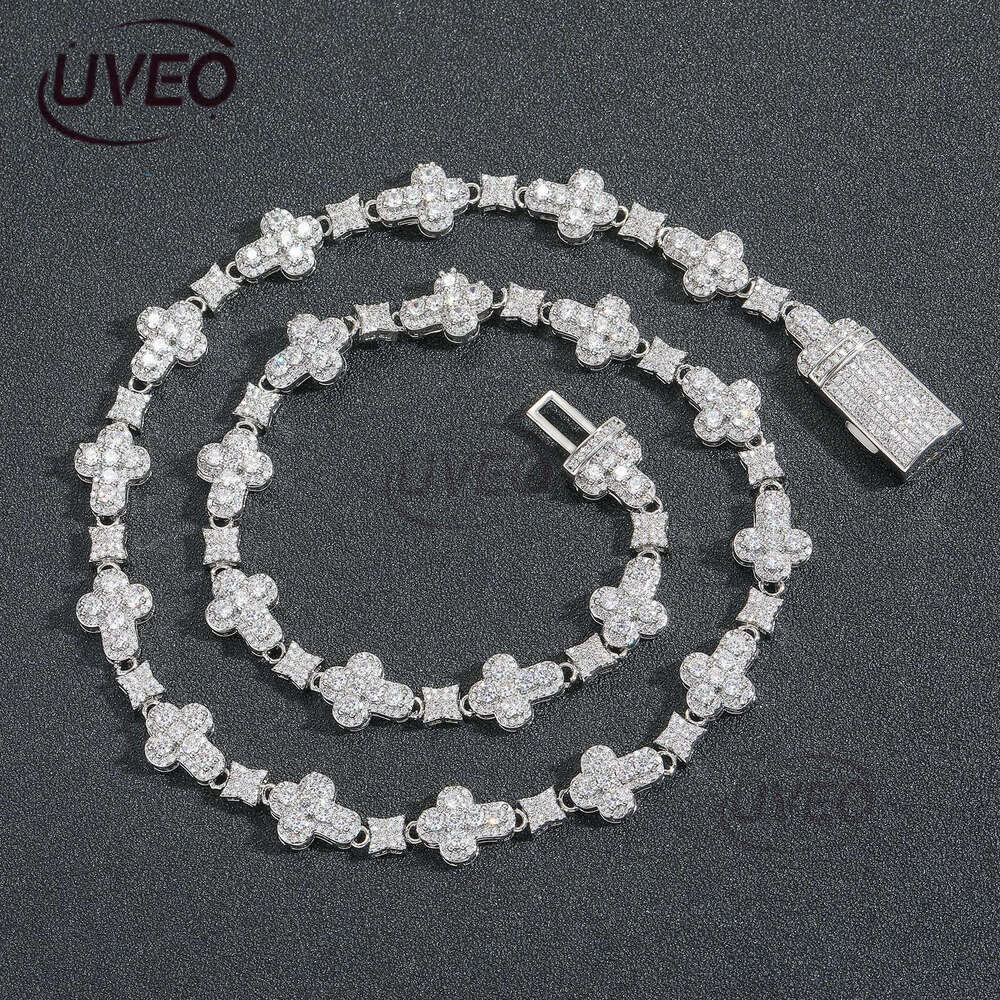 Luxury hip hop jewelry 10mm cross all stone ice out VVS Moissanite necklace for men and women Free delivery