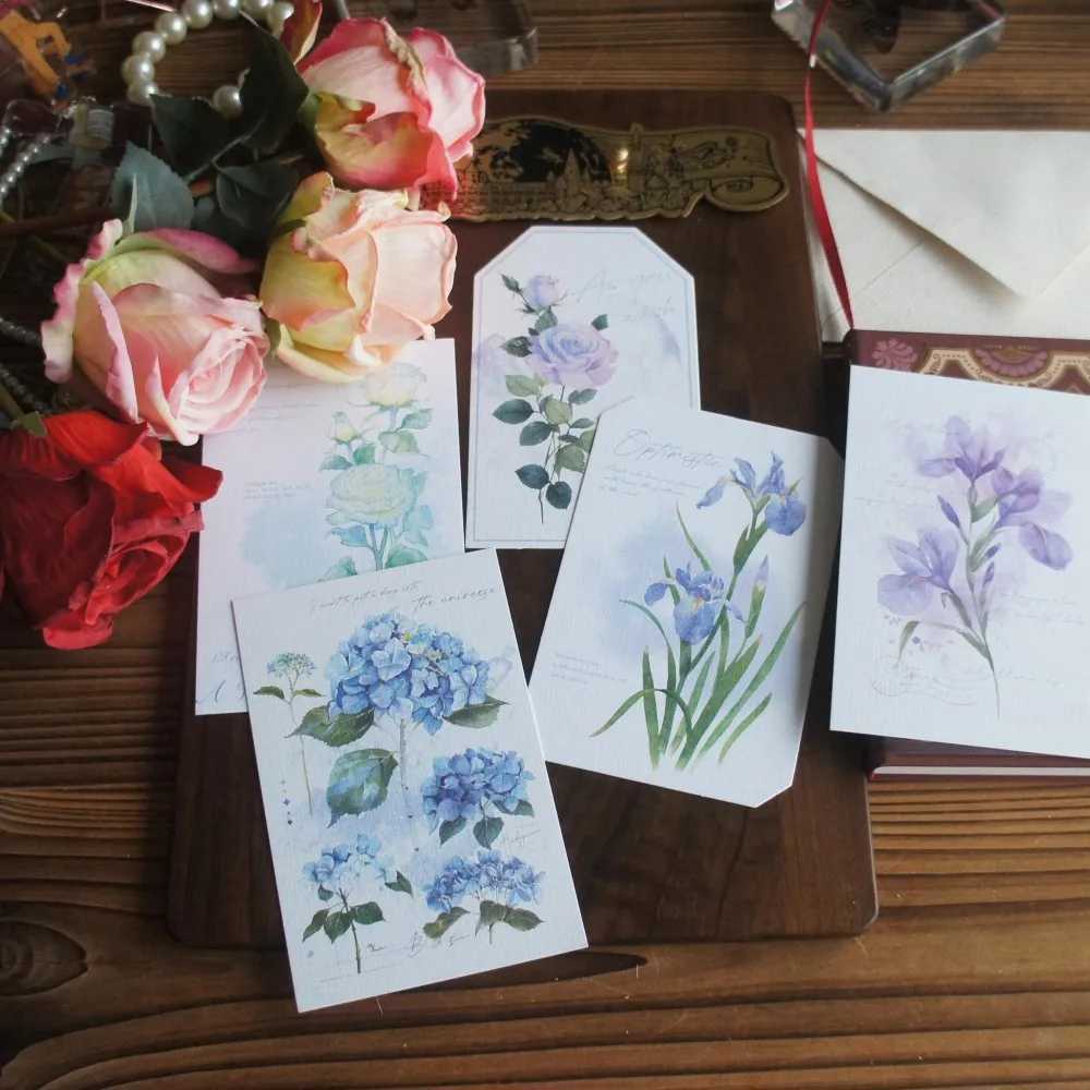 15pcs Watercolor Flower Painting Design As Post Card Gift Greeting Cards Gift Party Invitation Scrapbooking Use G251119
