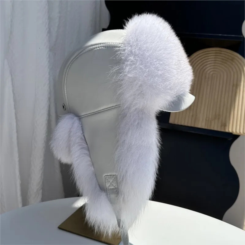100 genuine fox fur ear-protecting hat Men real raccoon fur bomber hat Women winter warm fur real sheep leather snow hat251118
