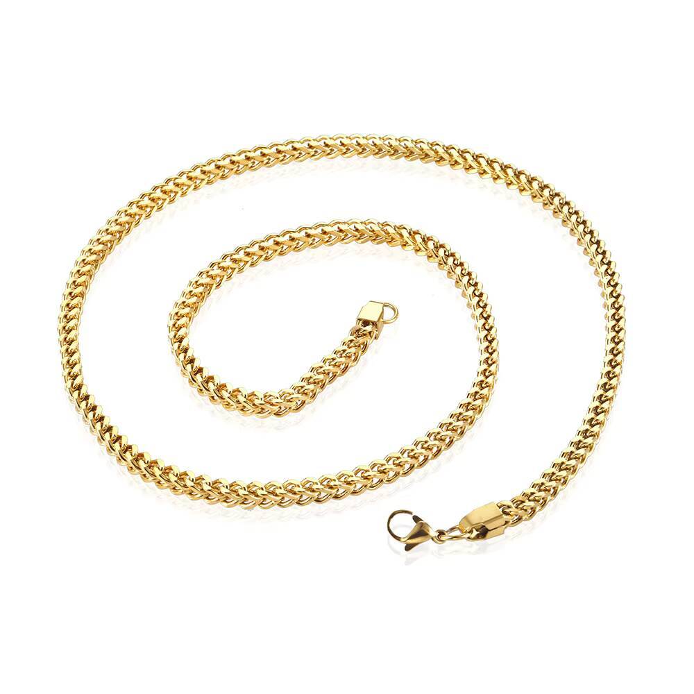 NUOAY Custom Franco Chain Necklace 18K Gold Plated Stainless Steel Hip Hop Womens Chain Necklace 4/5/6MM Wholesale Jewelry