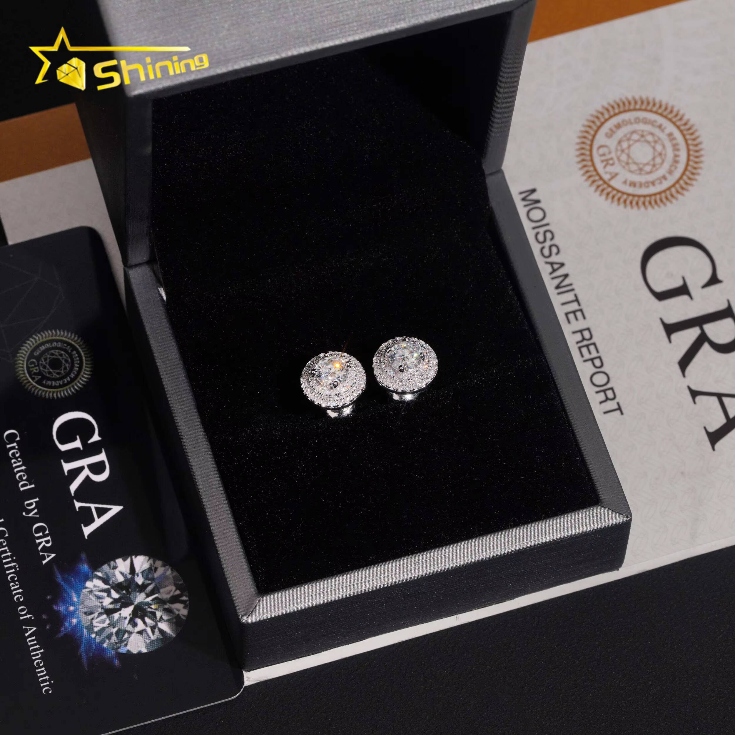 Fine Jewelry Men Women Silver 925 Earrings Gold Plated Hip Hop Screw Back Moissanite Earrings Daily Wear Custom Ear Studs