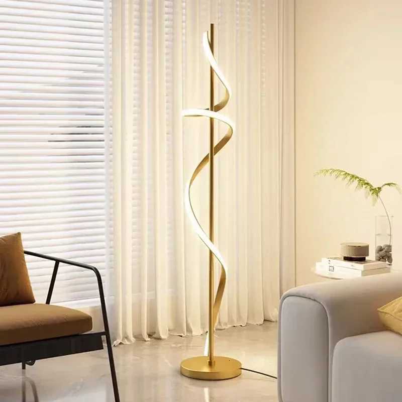Nordic Modern LED Floor Lamp With Spiral Design Lines Light Luxury Study Indoor Home Decoration Bedroom Bedside Floor Lamp M251119