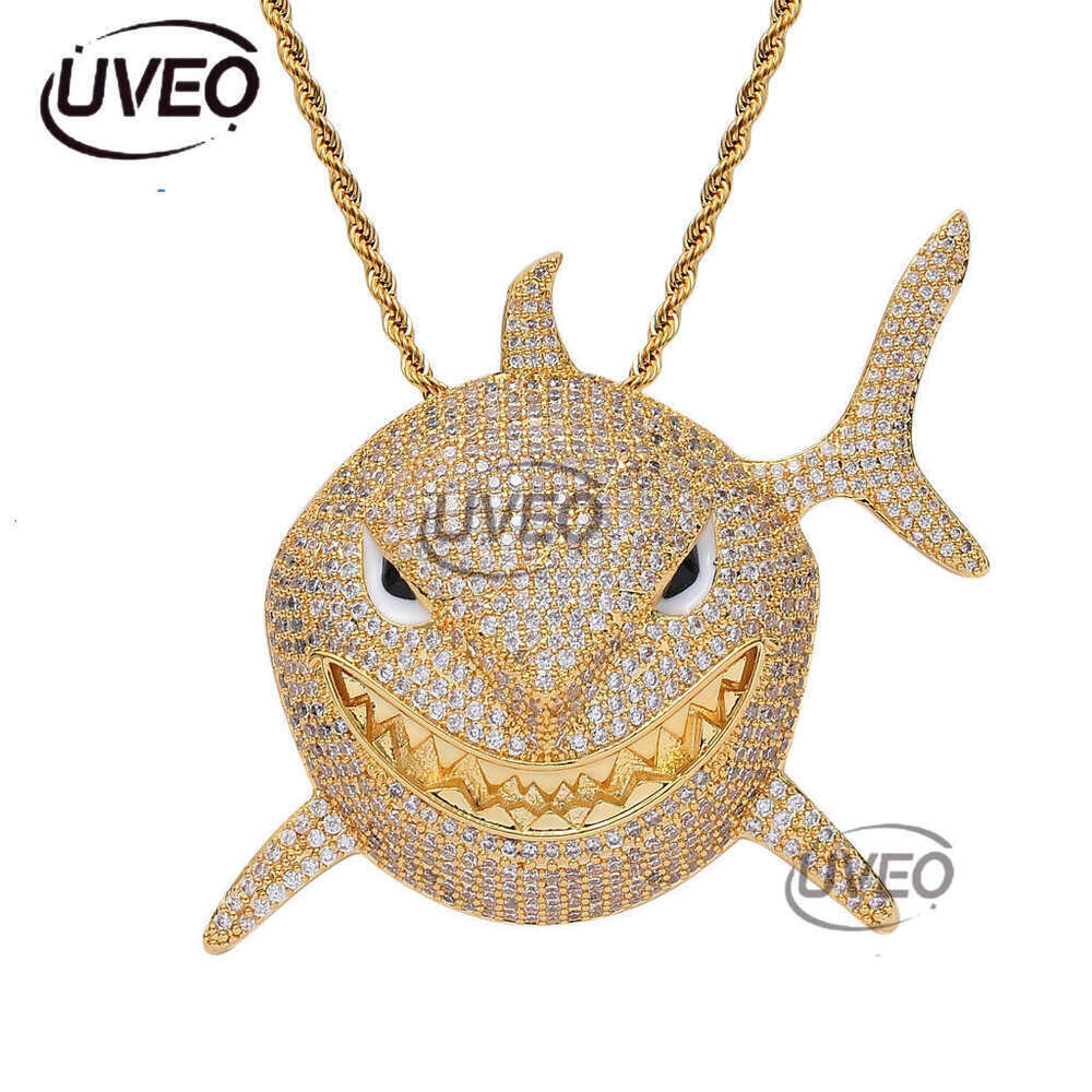 Luxury designer Great Shark Street Advantage Cool Funky Ice Out VVS Moissanstone Hip Hop Cuban Chain Pendant with FREE shipping