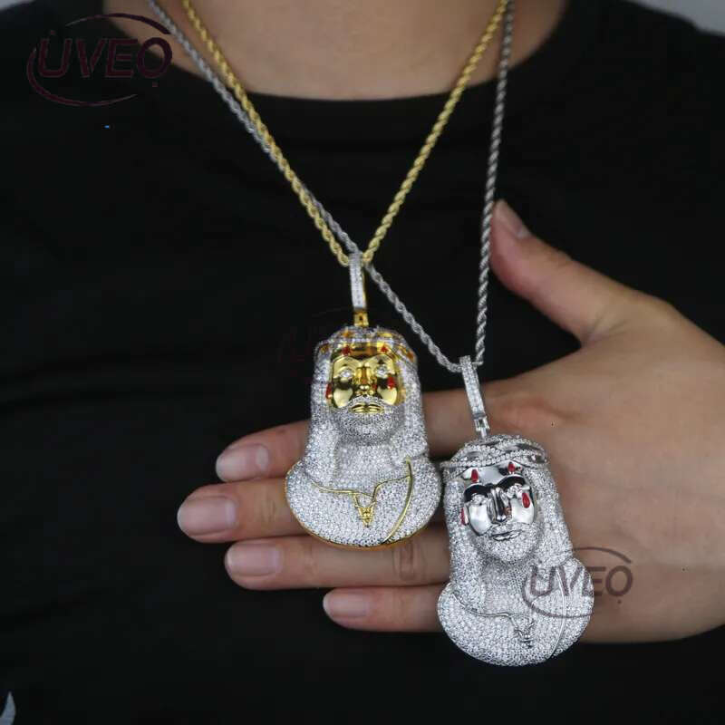 Jesus Christ Piece Head Face Pendant for Men Iced Out Bg Cz Paved Charm Necklace with Chain Hip Hop Jewelry