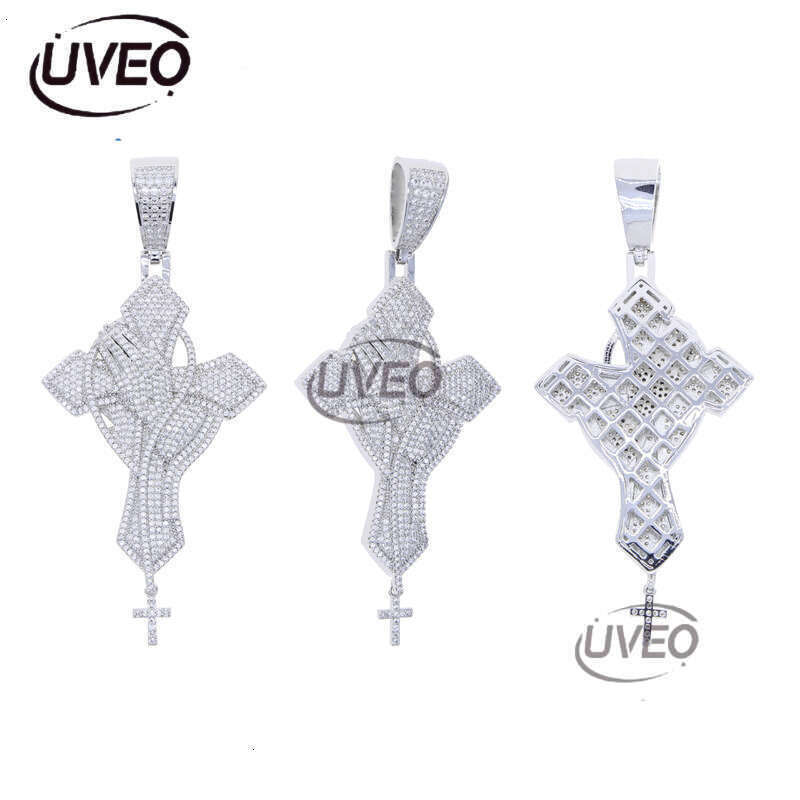 New Prayer Ice out vvs Moissanite Cross pendant Fashion trend Hip hop chic men's accessories Free shipping