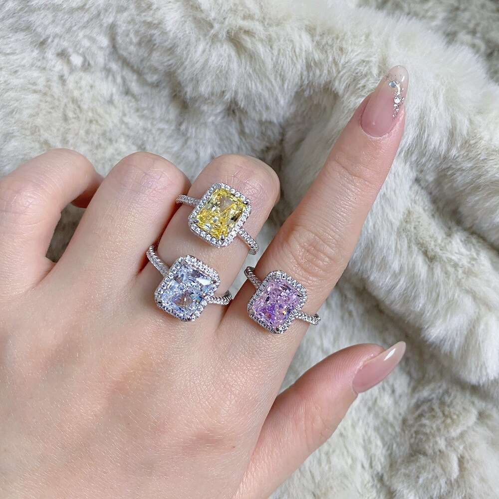 Vintage Boutique 2CT Radiant Diamond 10k white Solid Gold Moissanite Engagement Ring Wedding Bridal Jewelry