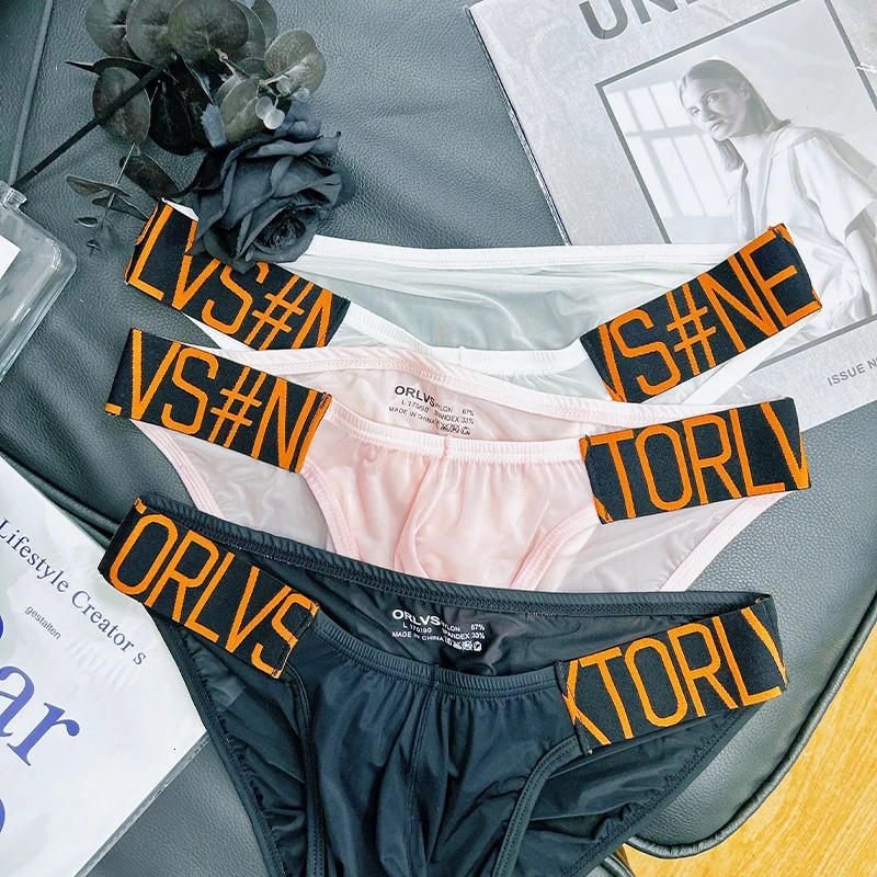 13 pieces of mens transparent underwear ice silk thin quick drying low waste elastic wide waistband high slit breathable 250417