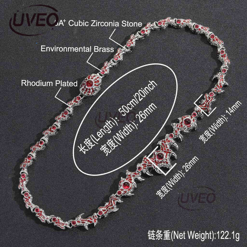 Luxury thorn parasitic red eyes, thorn inlaid ice VVS Moissanite hip hop men women necklace Free delivery