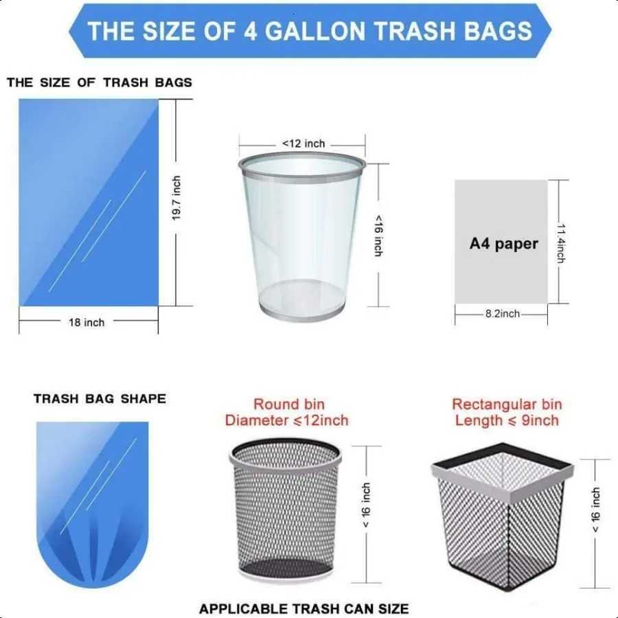 Small Trash bags 4 Gallon Garbage Bags Small Garbage Bags Wastebasket Trash Can for Bathroom Office 5 Rolls 100 Count Colored C251119