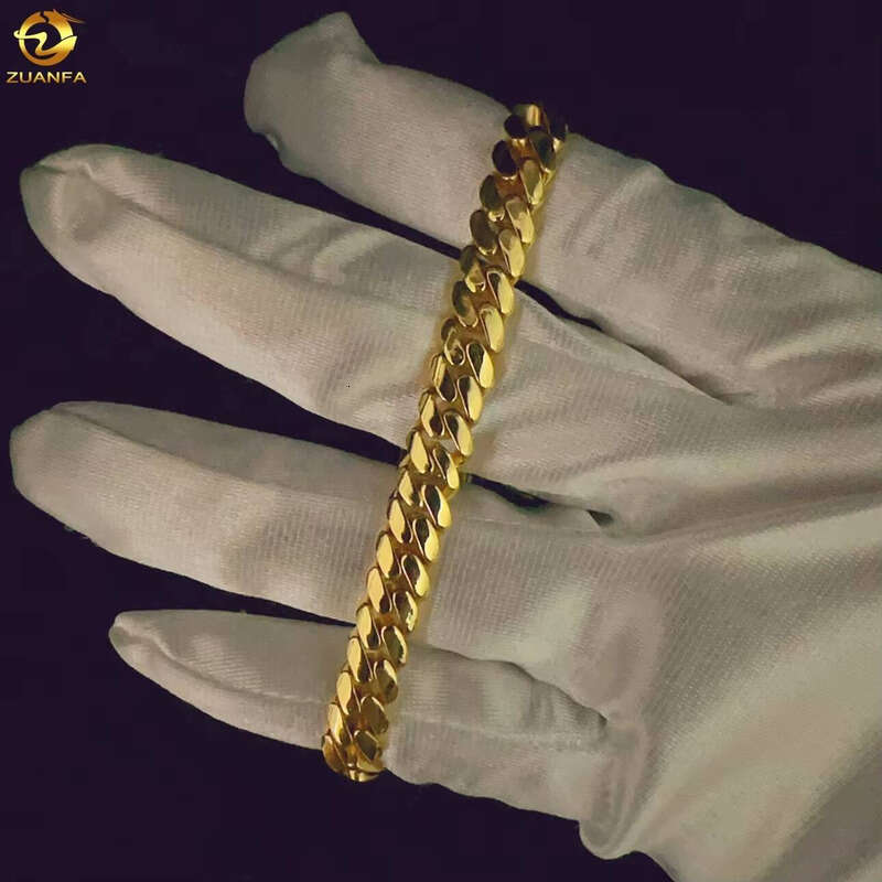 Gold-Plated Sterling Sier VVS Moissanite Hip-Hop 8mm Width Boutique Jewelry Miami Standard Cuban Link Bracelet