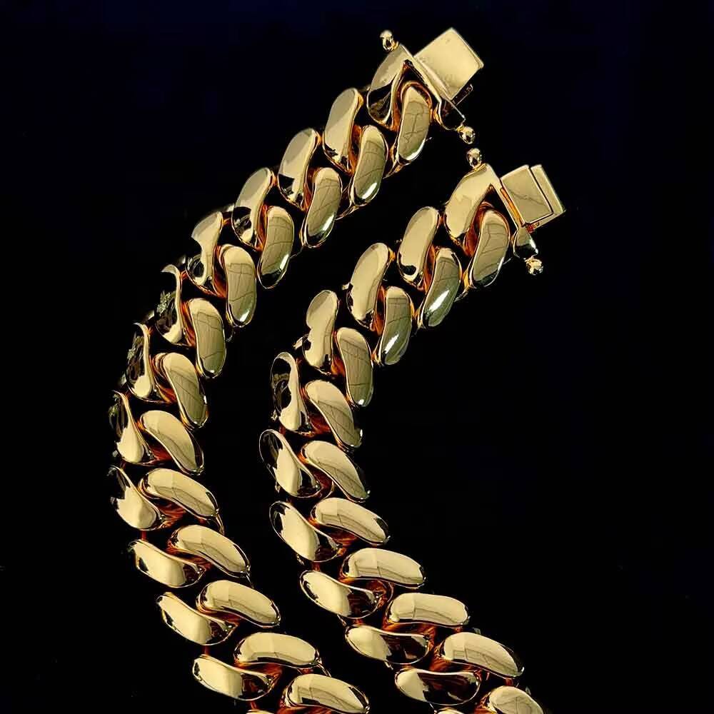 Limited Plain Cuban Link Chain 12mm Brass Cuban Chain Bracelet Hip Hop Miami Cuban Link Chain