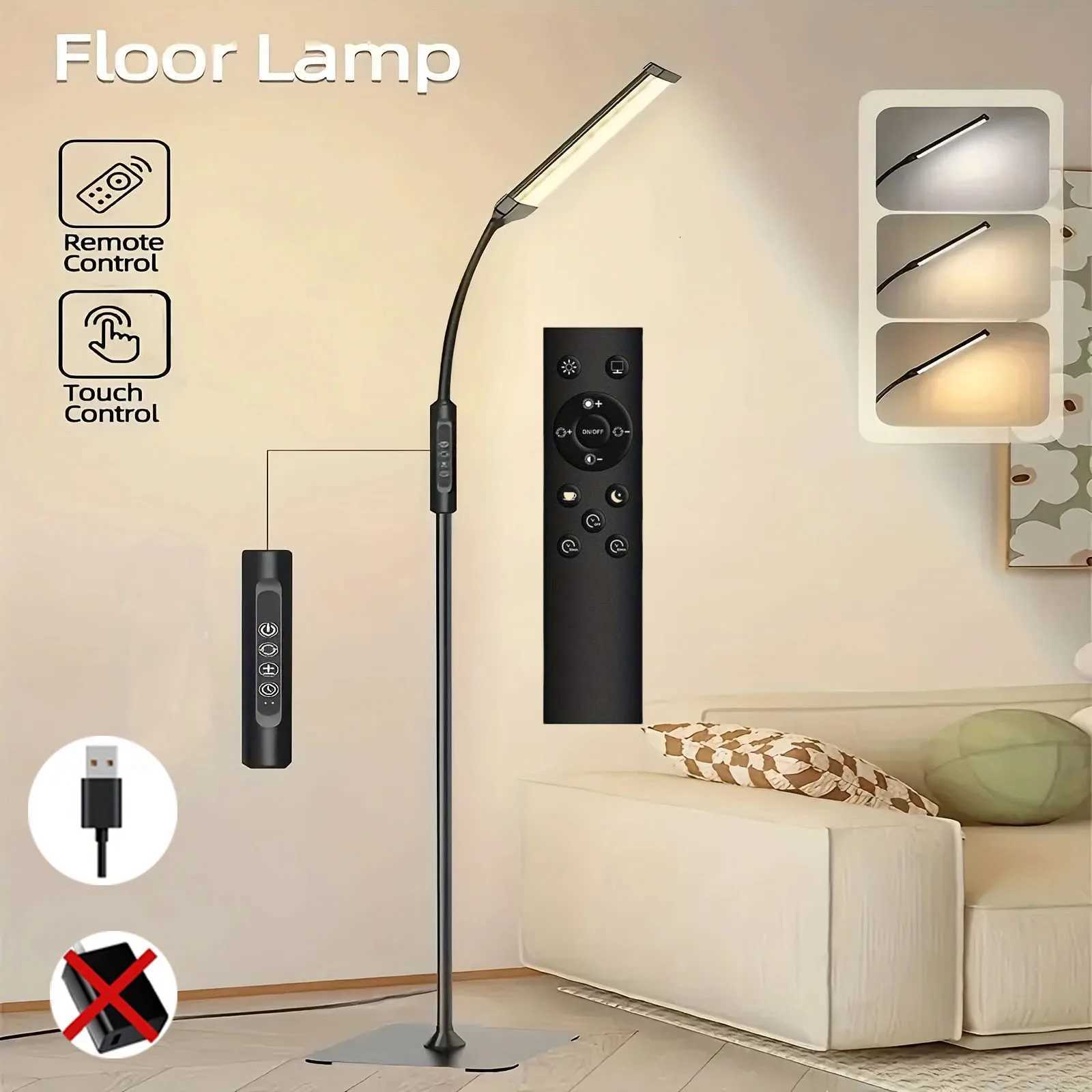 Touch control remote for floor lamp - Adjustable brightness from 10 levels flexible swivel standing lamp for various room M251119