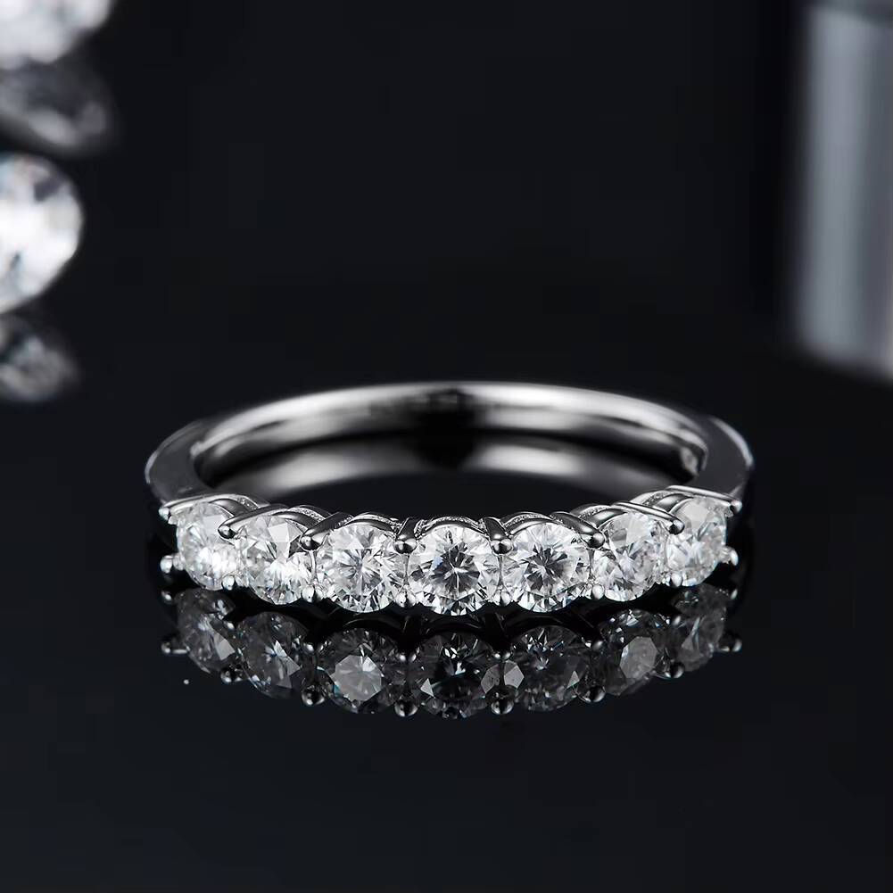 RINNTIN SMR47 Sterling Silver 07ct DE VVS 22mm Moissanite Lab Created Diamond Eternity Wedding Band for Women