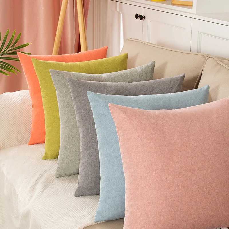 Nordic Style Solid Color Cushion Linen Office Sofa Car Living Room Waist M251119