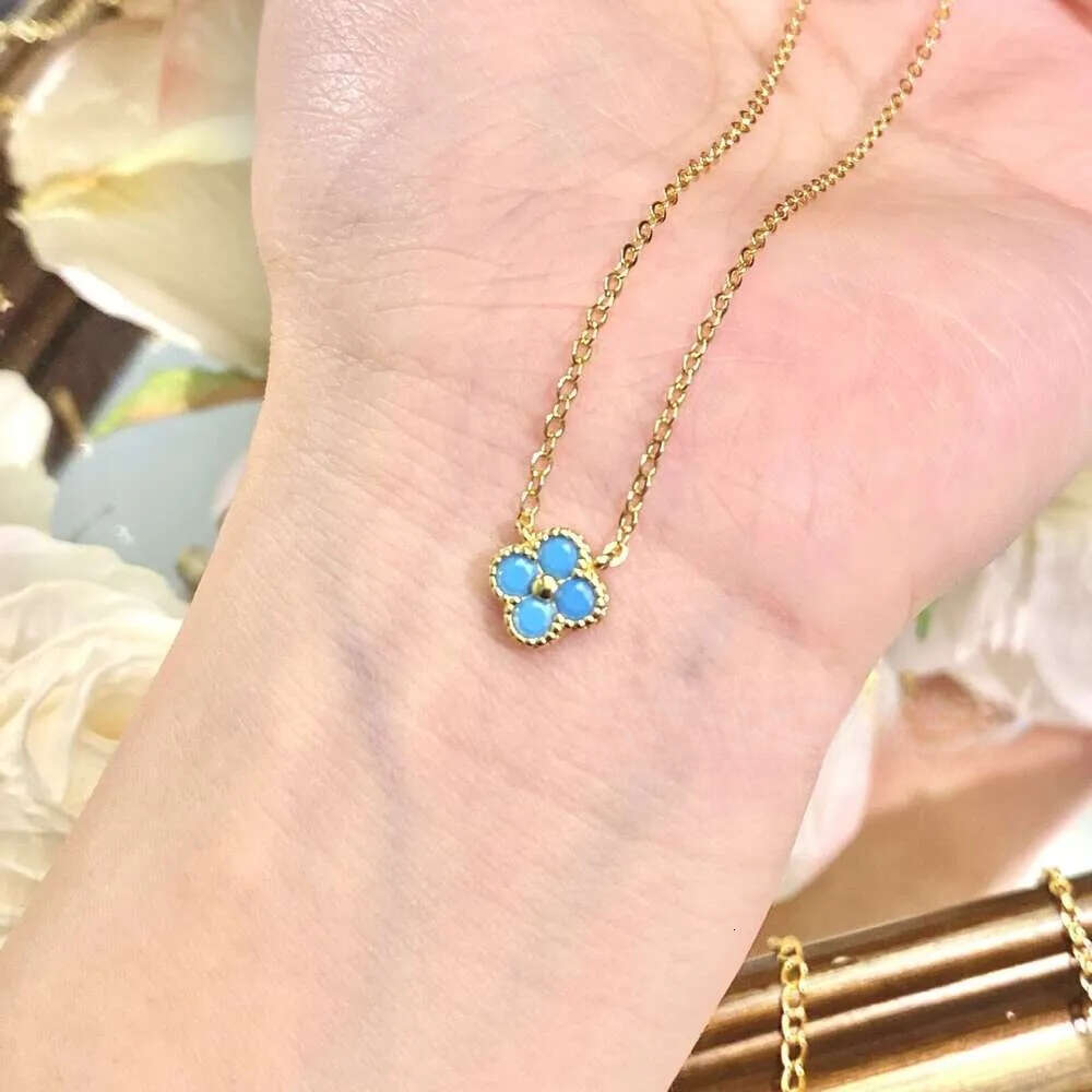 INS Luxury jewelry designer necklace Dopamine Four-Leaf Clover Necklace French Layered Collarbone Chain Colorful Earrings Inlaid Diamond Bracelet Set - view 5