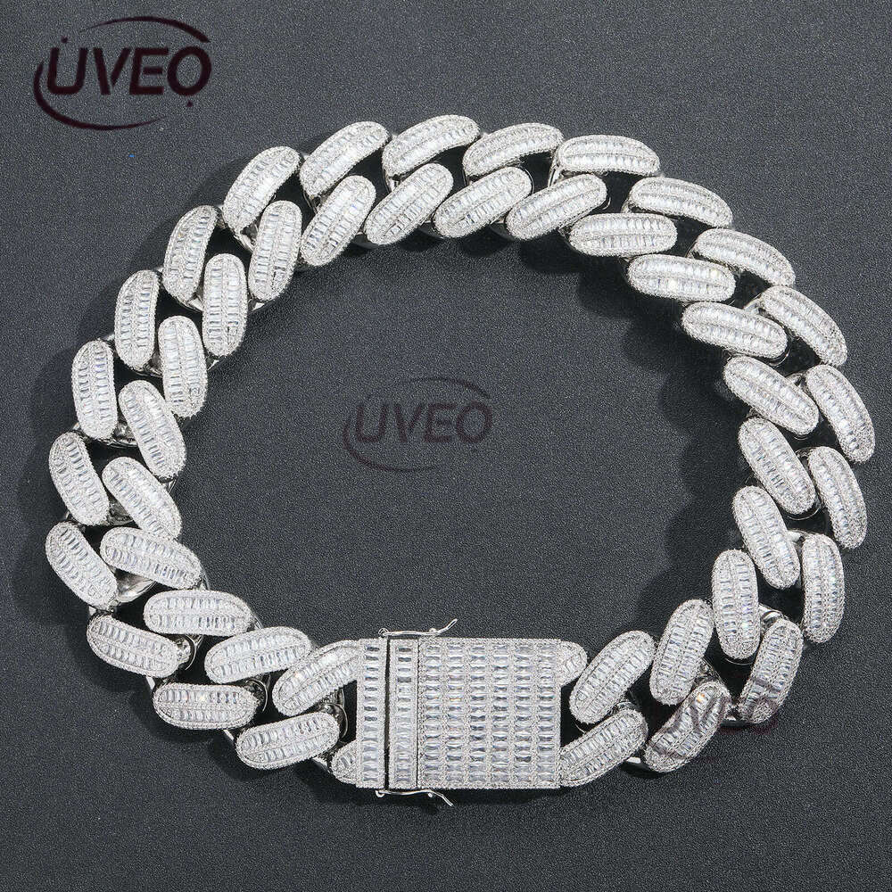 Luxury designer 40mm Cuban Chain Ice out VVS Moissanite Sterling Silver Gold Plated Men's Hip Hop Necklace with free shipping