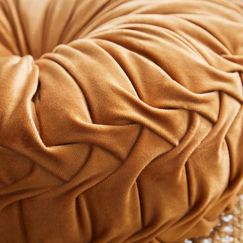Round Throw Velvet Pleated Round Cushion for Couch Chair Bed Car Colorful Floor Cushion Home DecorationM251119