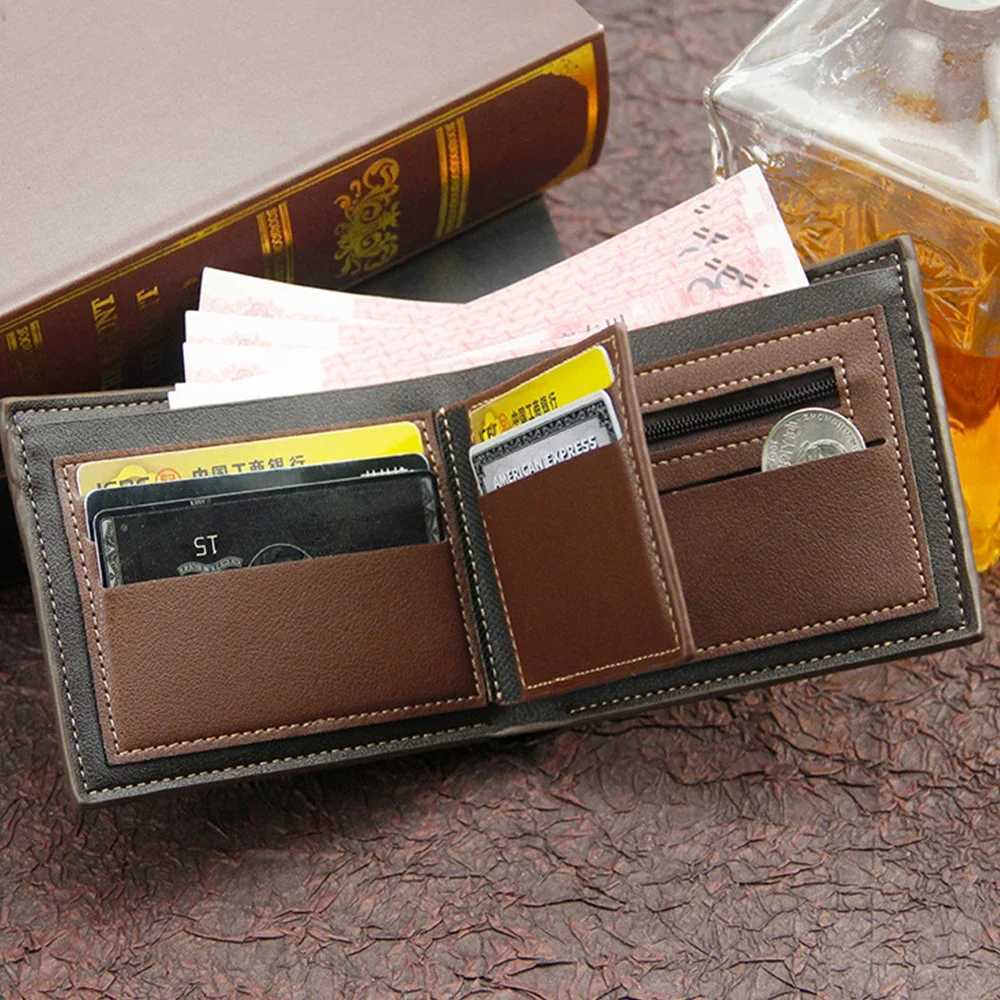 Classic Coin Pocket Photo Card Holder Case Short Men Wallets Small Male Wallet Quality Card Holder Frosted Leather Men PursesT251119