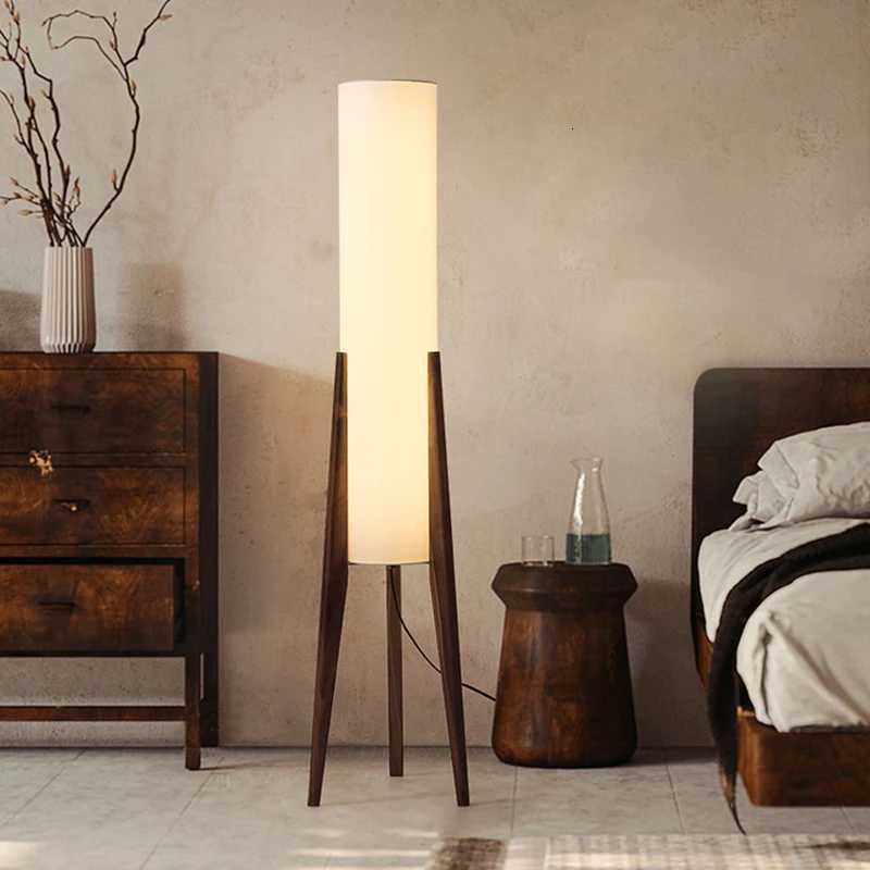 Solid Wood Floor Lamp Nordic Art Simple Modern Lamp Shade Fabri Bedroom Living Room Decor Reading Restaurant Living Room Standin M251119